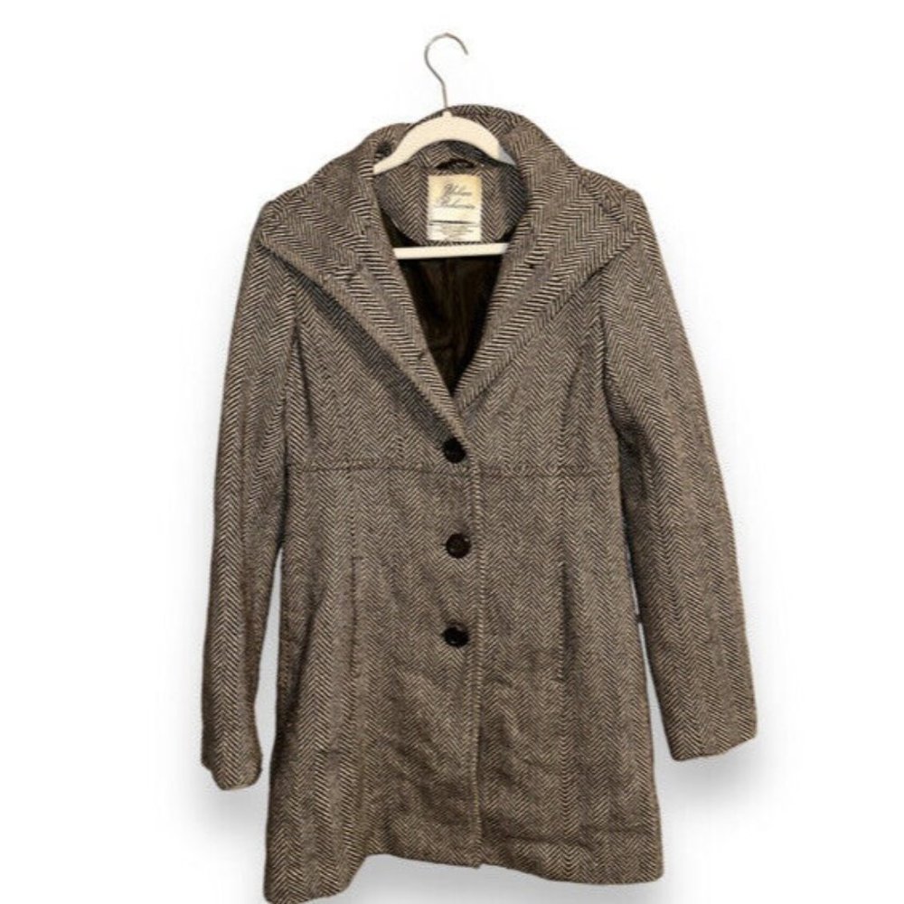 Vintage Urban Behavior Wool Coat Y2k Tweed Warmth  Button Up Peacoat Size M